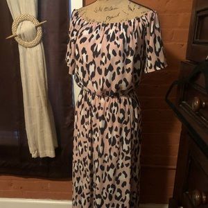 Animal print off the shoulder dress